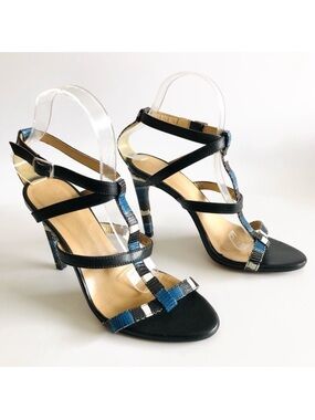 Zara Snakeprint Stiletto Heel Cage Sandals